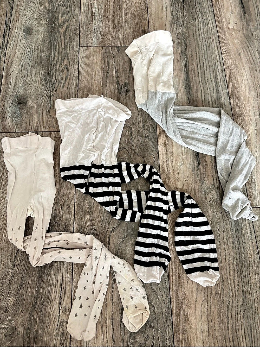Girls 4-6X Striped and Sparkle Tights Set Bundle